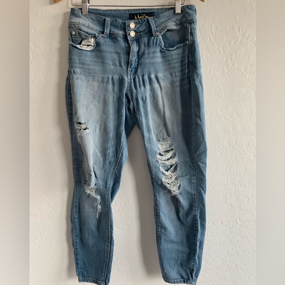 Indigo Rein Women's Distressed Blue Jeans